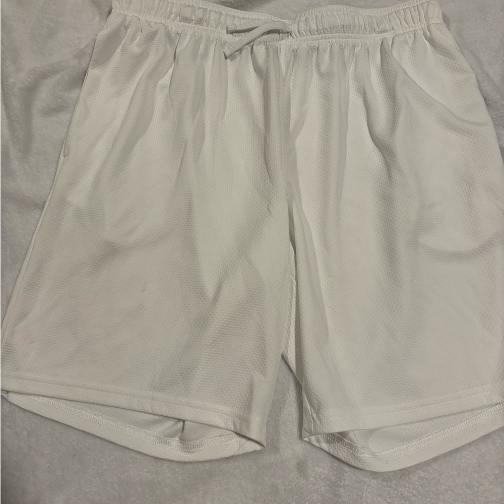 Men’s Lg Athletic Works White Athletic Shorts Lightweight Elastic Waist